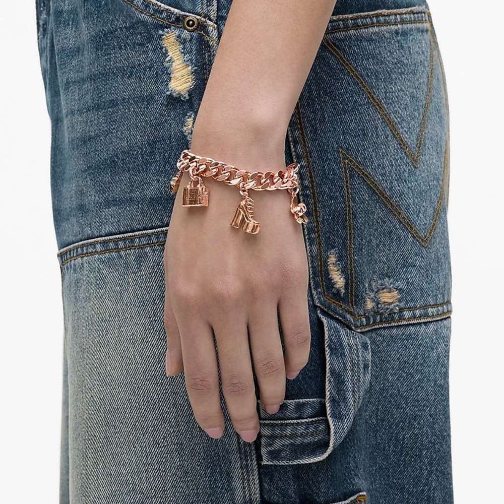 Marc Jacobs Rose Gold 'The Mini Icon Charm' Bracelet